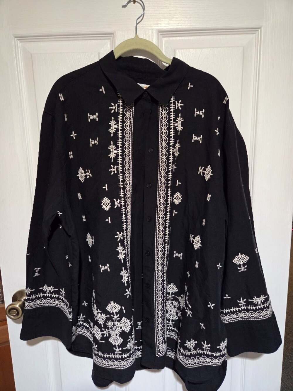 Banana Republic Oversized Embroidered TENCEL- Linen Shirt
